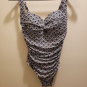 Bond Eye Australia Blue & White Swirl One Piece Swimsuit Blue White Size 6